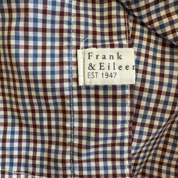 Frank and Eileen Burgundy & Blue Gingham Barry Long Sleeve Shirt Small Cotton - Picture 4 of 5